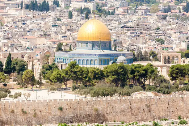 Photo of View of Jerusalem old city, old wall and Temple Mount from the Mount of Olives, Israel