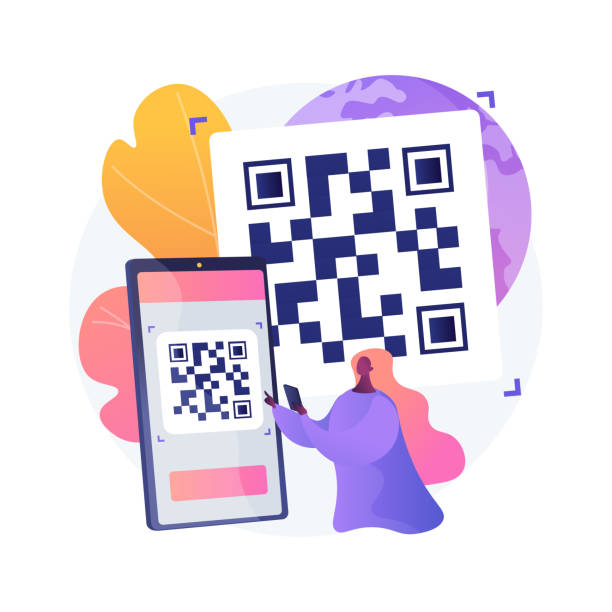 qr 코드 추상 개념 벡터 그림입니다. - qr code coding technology luminosity stock illustrations