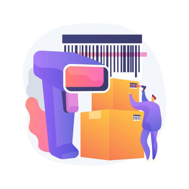 Barcode scanning abstract concept vector illustration. Barcode scanning abstract concept vector illustration. Barcode generator software, warehouse logistics, parcel tracking and sorting, warehouse automation system, solution abstract metaphor. qr barcode generator stock illustrations