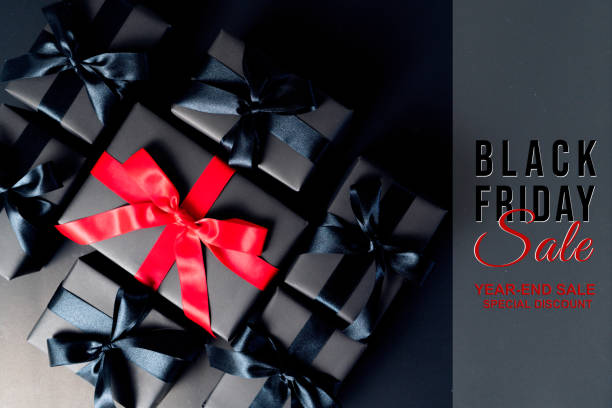 venda da black friday, caixa de presente preta para compras online - world economic forum - fotografias e filmes do acervo
