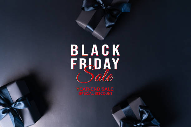 venda da black friday, caixa de presente preta para compras online - world economic forum - fotografias e filmes do acervo