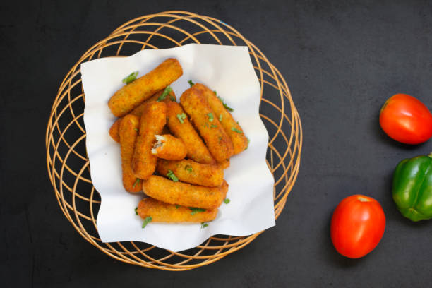 Veggie mozzarella fingers Veggie mozzarella fingers chicken finger stock pictures, royalty-free photos & images