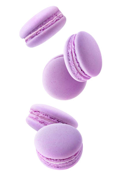 istock Falling purple macaroons isolated in the air 1277588763
