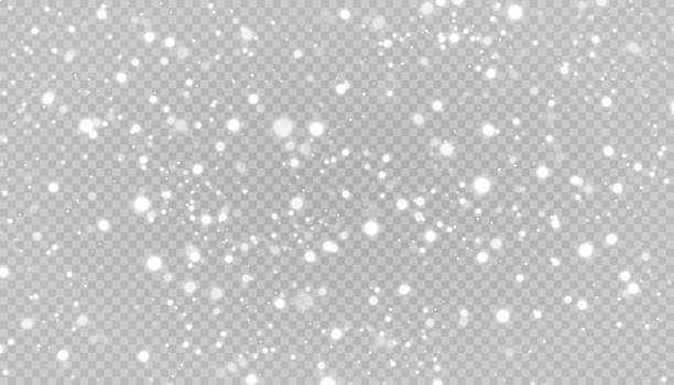 White snow flies on a transparent background. Christmas snowflakes. Winter blizzard background illustration. vector art illustration
