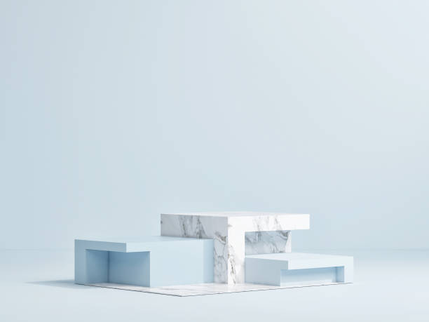 istock Mock up podium for product presentation, blue background design 1277593793