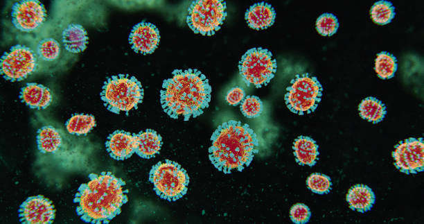 Microscopic COVID-19 Coronavirus Molecules - nCOV Influenza Virus Pathogen Under Macro Medical Lab Microscope