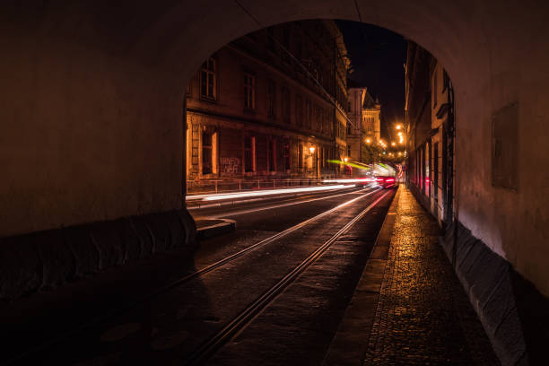 istock Smetanovo Nabrezi Passage in Prague at Night 1277596268
