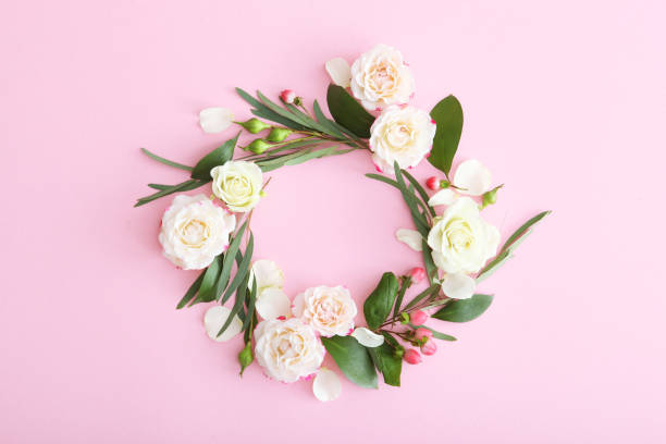 istock Beautiful floral arrangement with a place to insert text top view. 1277597581