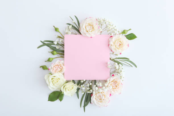 istock Beautiful floral arrangement with a place to insert text top view. 1277597620