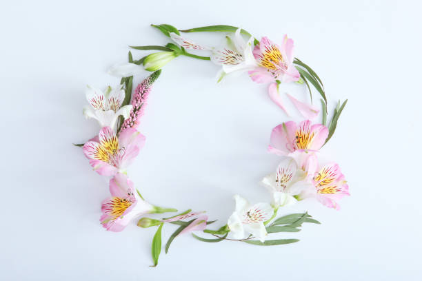 istock Beautiful floral arrangement with a place to insert text top view. 1277597688