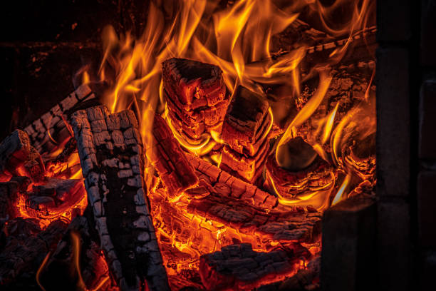 istock Close up view of a fire in barbecue. 1277604802