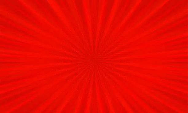 Vector illustration of Comic book pop art strip radial on red background