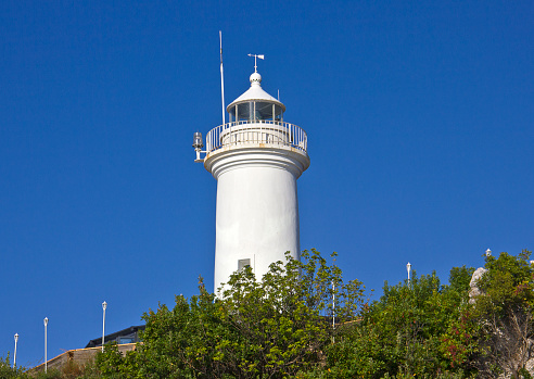 Three lighthouses at one place, showing a history of naval navigation. Northwest part of the island. El Cotillo, Fuerteventura, Canary Islands, Spain.