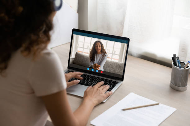 istock Woman have online video call with client 1277612579