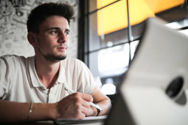 istock Student Taking Notes By Online Education And Writing, Work From Home 1277613296
