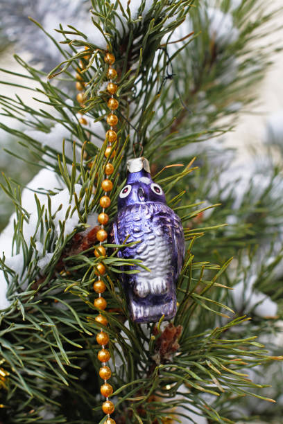 istock Soviet glass Christmas toy bird hanging on Christmas tree 1277613897