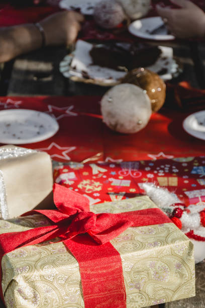 istock A Christmas decorated picnic table 1277615010