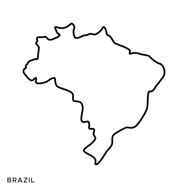 ilustrações, clipart, desenhos animados e ícones de modelo de design de ilustração de estoque vetorial do mapa do brasil. golpe editável. - brasil