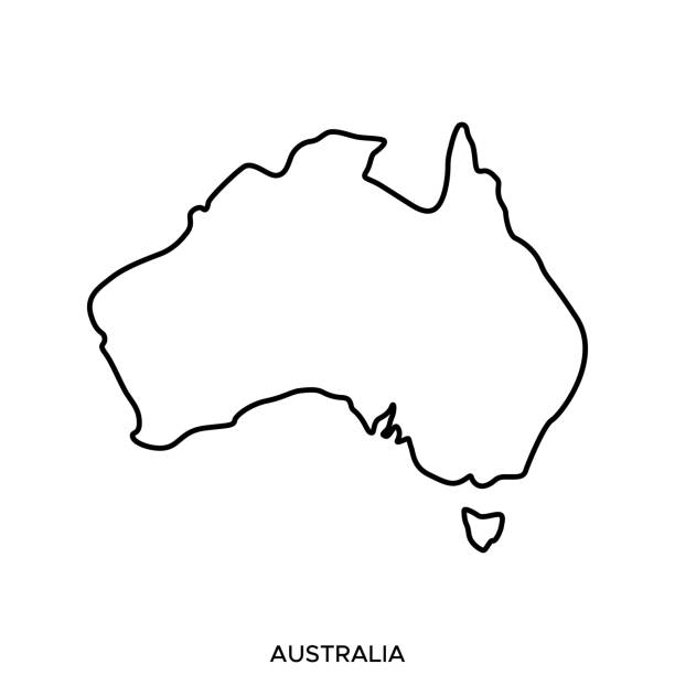 ilustrações, clipart, desenhos animados e ícones de austrália mapa modelo de design de ilustração de estoque de vetores. golpe editável. - australia