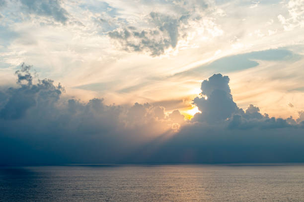 istock Sun at sunset. Mediterranean landscape with sunset. Turkey. Marine background with text insertion 1277620501