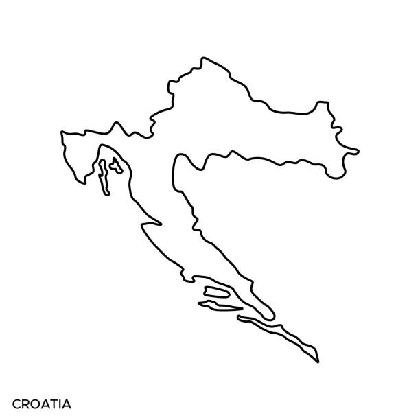 illustrazioni stock, clip art, cartoni animati e icone di tendenza di modello di progettazione illustrazione stock vettoriale mappa croazia. tratto modificabile. - croazia