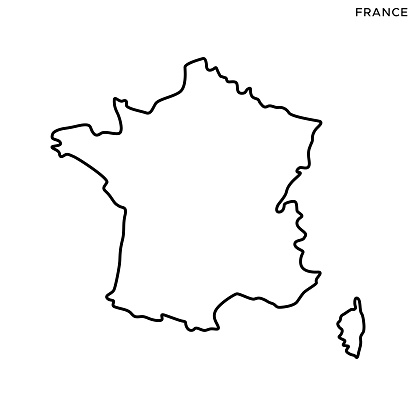 France Outline Map Vector Stock Illustration Design Template. Editable Stroke. Vector eps 10.
