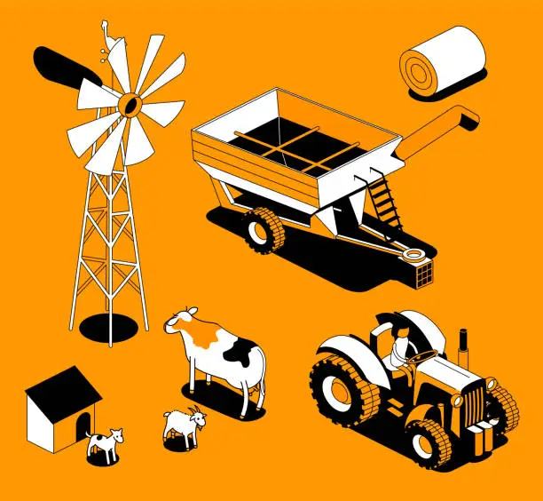 Vector illustration of farm assets