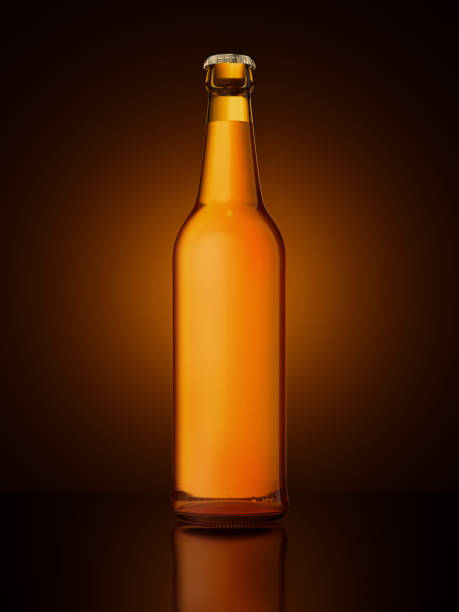 istock Single brown glass beer bottle without label. 1277629414