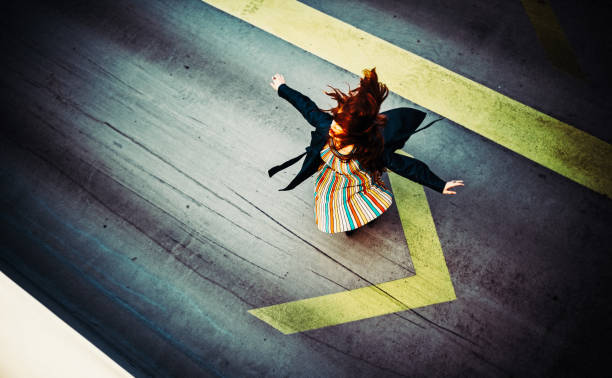 the dancer - one way road sign sign blank imagens e fotografias de stock