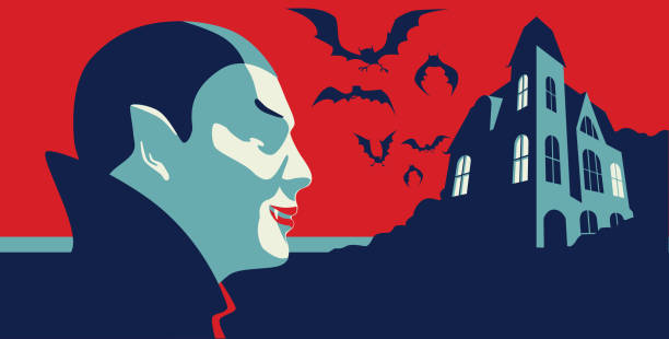 Dracula or Vampire Flat line styled Dracula or Vampire, halloween, october, Spooky, haunted vampire stock illustrations