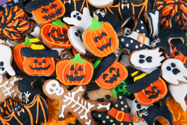 istock Halloween homemade gingerbread cookies full frame 1277648142