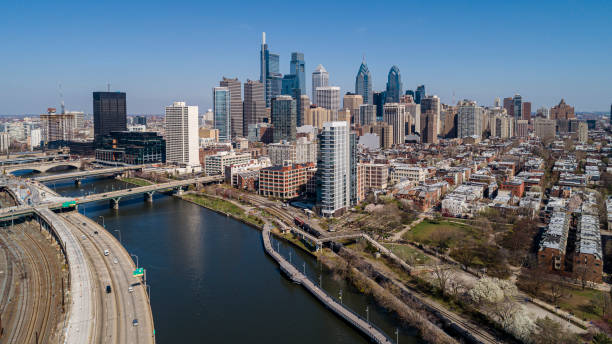 istock Panoramic aerial view on Philadelphia Downtown over Schuylkill River in a sunny day. 1277659959