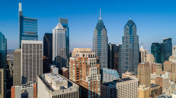 istock Panoramic aerial view on Philadelphia Downtown in a sunny day. 1277659968