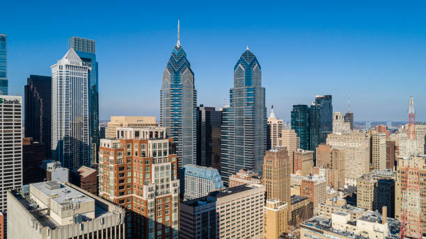 istock Panoramic aerial view on Philadelphia Downtown in a sunny day. 1277659970