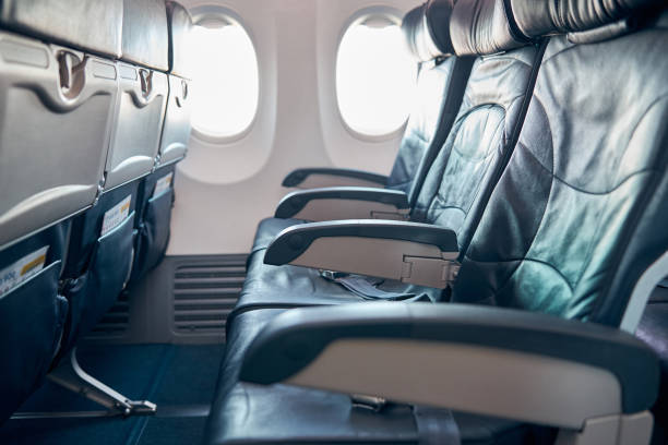 istock Empty airplane seats in the new cabin 1277665826