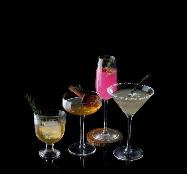 istock Colorful cocktail and Whiskey on the black background 1277670257