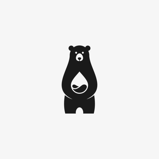 ilustraciones, imágenes clip art, dibujos animados e iconos de stock de ilustración vectorial estilo de espacio negativo polar. - winter bear