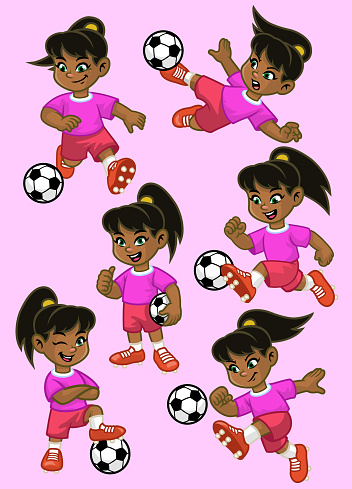 Ilustración de Set De Dibujos Animados De Niña Jugador De Fútbol y más Vectores Libres de Derechos de Adolescente - Adolescente, Adulto joven, Alegre - iStock Ilustración de Set De Dibujos Animados De Niña Jugador De Fútbol y más Vectores Libres de Derechos de Adolescente - Adolescente, Adulto joven, Alegre - iStock