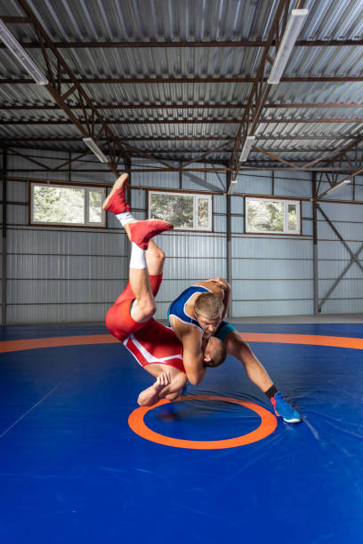 두 젊은 스포츠맨 - wrestling mat 뉴스 사진 이미지