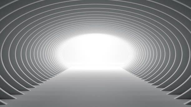 istock Futuristic elliptical white tunnel with light at the end 3D Illustration 1277693637