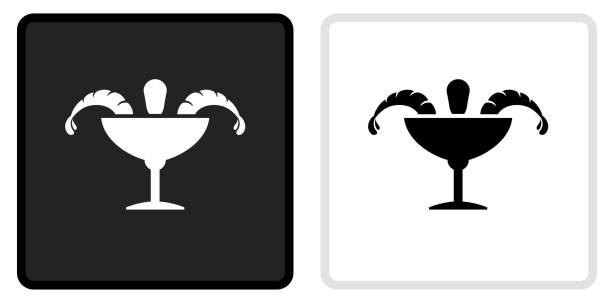 ilustraciones, imágenes clip art, dibujos animados e iconos de stock de icono de cóctel de camarón en el botón negro con rollover blanco - shrimp cocktail