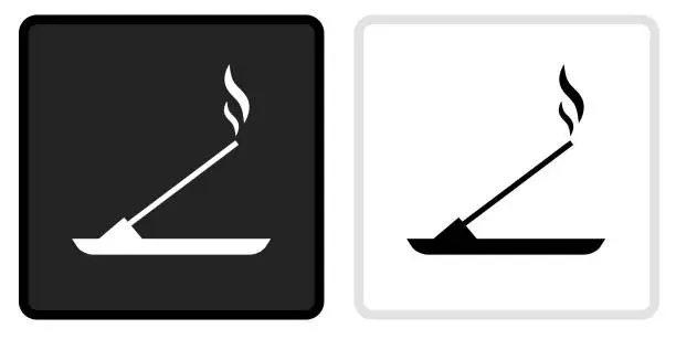 Vector illustration of Incense Icon on  Black Button with White Rollover