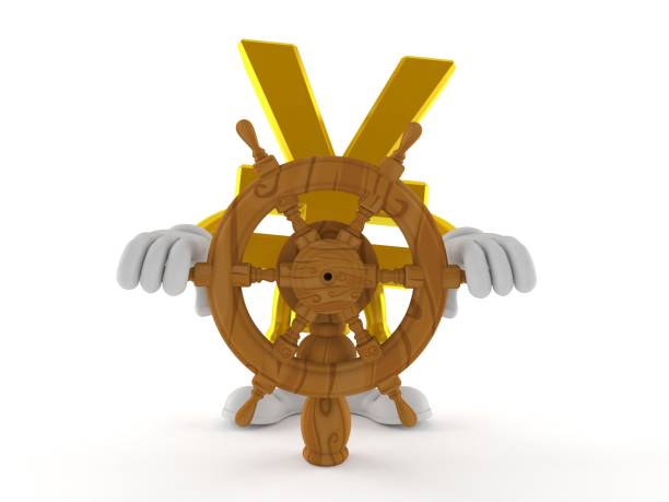 istock Yen character holding ship wheel 1277699398