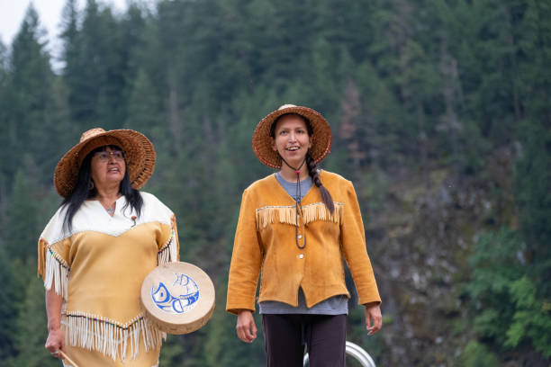 istock Two First Nations Women in Traditional Clothing 1277701280