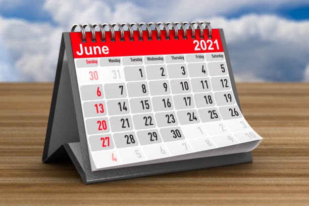 2021 year. Calendar for June. 3D illustration 2021 year. Calendar for June. 3D illustration june file stock pictures, royalty-free photos & images