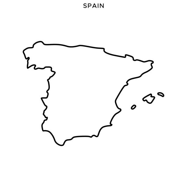 スペイン 地図 ベクトル ストックイラストデザイン テンプレート。編集可能なストローク。 - スペイン点のイラスト素材／クリップアート素材／マンガ素材／アイコン素材