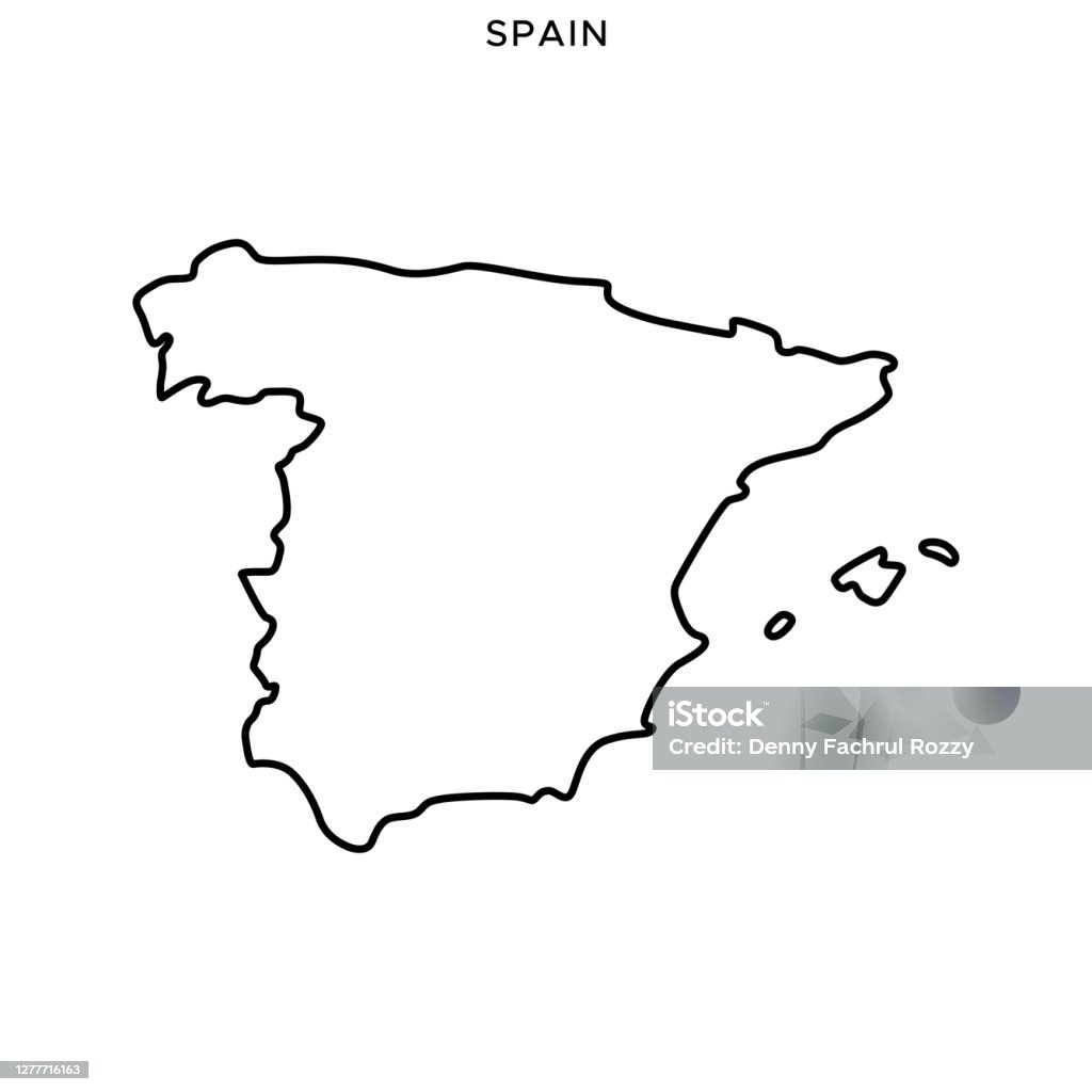 Espanha Mapa Modelo de Design de Ilustração de Estoque de Vetores. Golpe editável. - Vetor de Espanha royalty-free