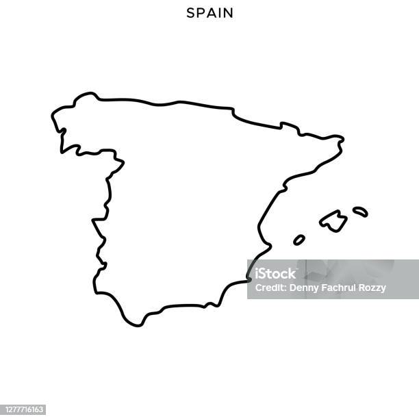 Vetores de Espanha Mapa Modelo De Design De Ilustração De Estoque De Vetores Golpe Editável e mais imagens de Espanha