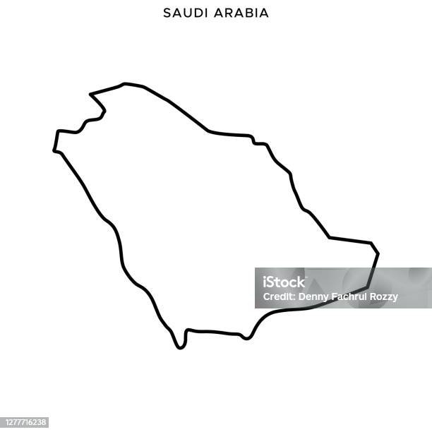 Саудовская Аравия Карта Вектор Фондовых Иллюстрация Дизайн Шаблона Редактируемый Ход — стоковая векторная графика и другие изображения на тему Саудовская Аравия