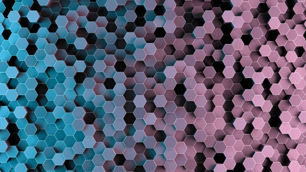 istock Abstract 3D Black Hexagon Background, Neon Lights 1277716424